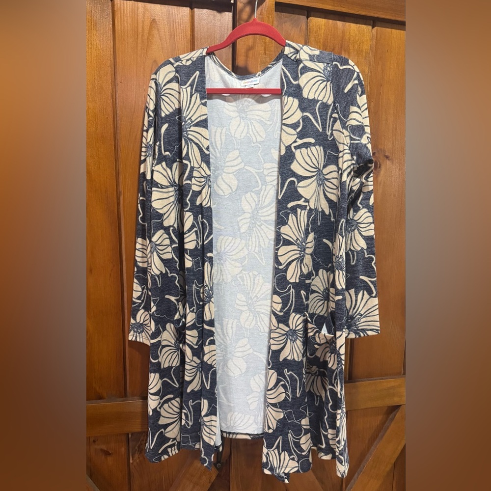 LuLaRoe Blue and Cream Cardigan